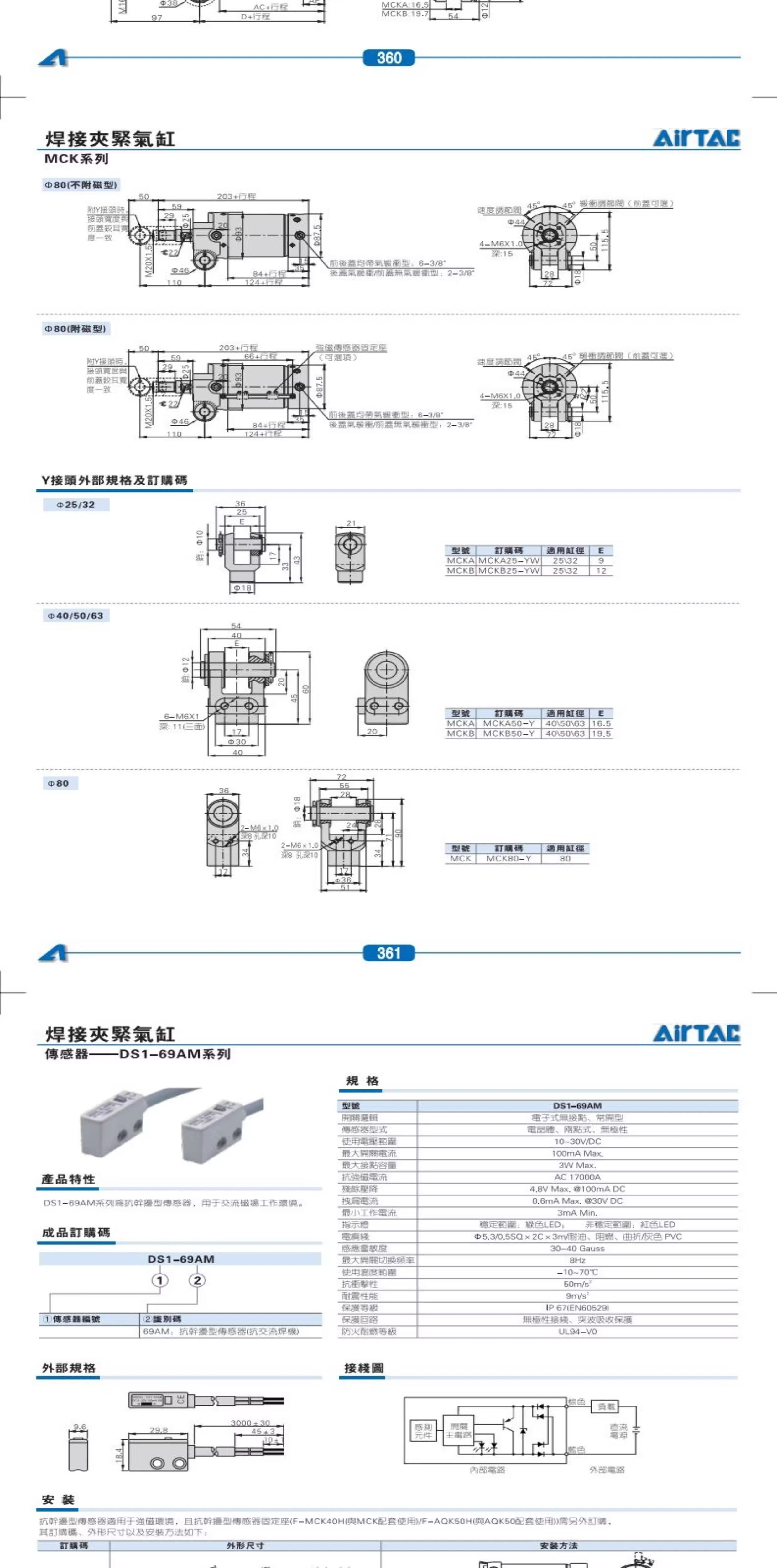 AirTACǵ¿ͺӼн MCKA63*50/75/100/125/150-S-E-Y/YW